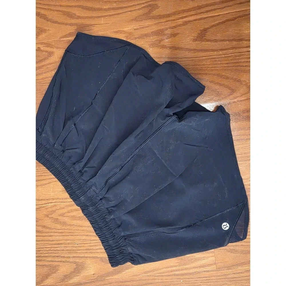 Lululemon Hotty Hot High-Rise Lined Short 4 Navy Blue Womens Size 6 Tall LW7AVGT